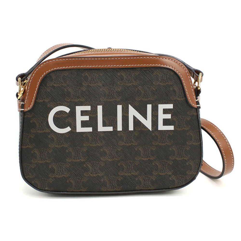 CELINE Celine Crossbody Shoulder Bag Camera Triomphe Canvas Women's Brown